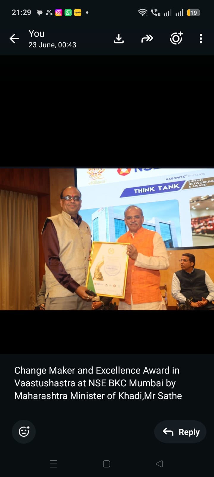 Change Maker & Excellence Award in Vaastushastra
