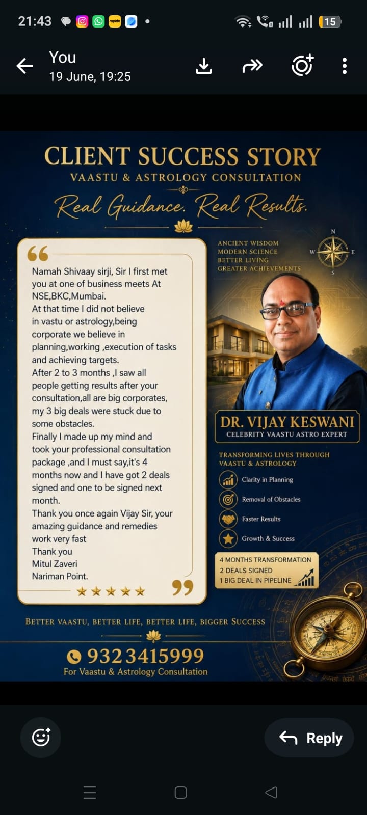 Client Success Story — Mitul Zaveri, Nariman Point
